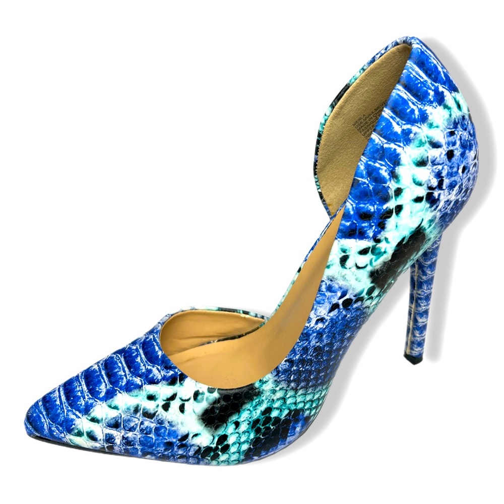 Just Fab Heels Faux Snake Skin Print Size 6.5
